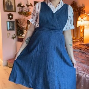 ASOS denim pinafore dress